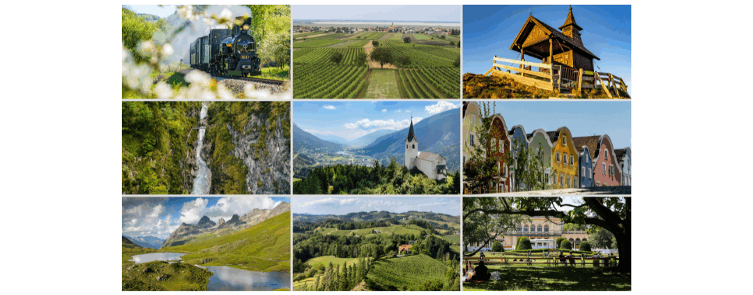 9 Plaetze 9 Schaetze - Credits: G Langegger - NÖVOG Josef Bollwein - Landesstudio Tirol - Mike Ritter - Regine Schöttl - Henry Welisch - Bianca Henderson - Hanno Thurnher - Cityfoto Roland Pelzl - creatingclick