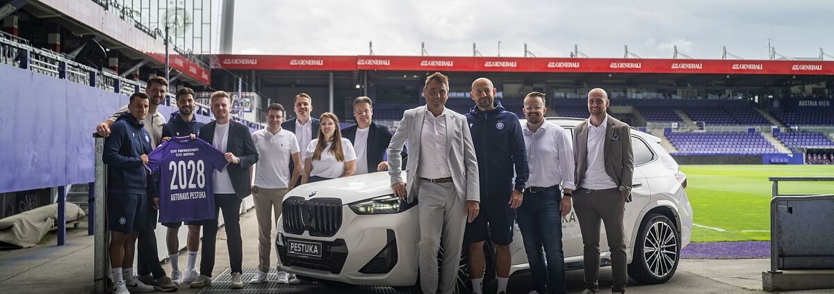 FK Austria Wien startet Partnerschaft mit dem Autohaus Pestuka (Teil der Reiterer Gruppe) bis 2028 - Credits: BMW Reiterer-Pestuka